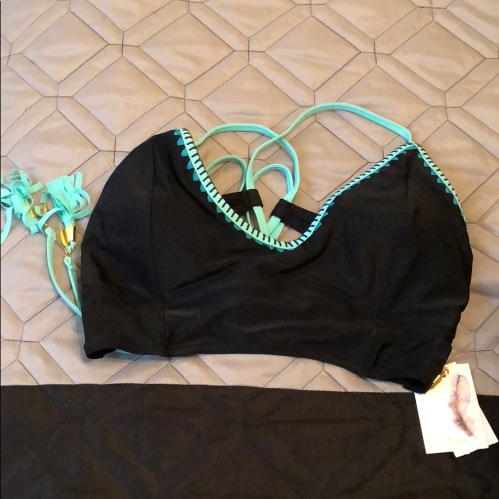 Navy/turquoise bikini top